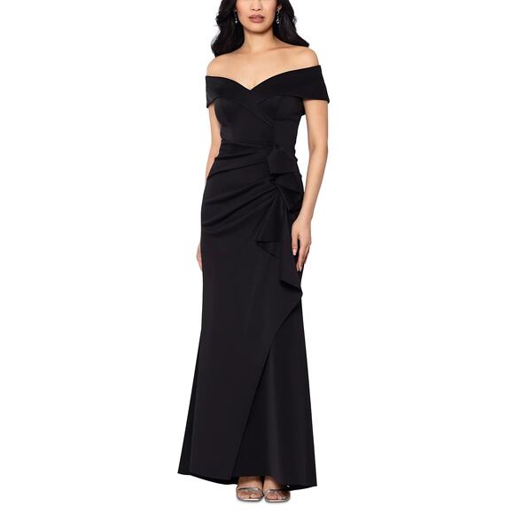 XSCAPE Scuba Off-The-Shoulder Gown - Picture 1 of 4